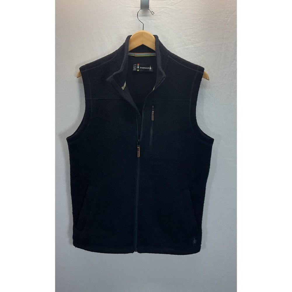 Smartwool Vest Mens‎ M Blue Wool Fleece Full Zip Collared Pockets Outdoor Hiking